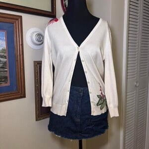 Ralph Lauren Cream Cardigan with Floral Details